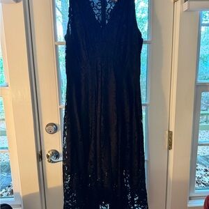 Taylor Black High Low Lace Dress